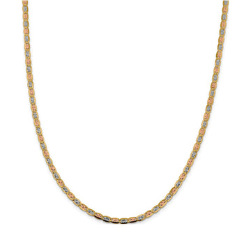 14K Tri-Color Gold Unisex Pave Valentino Chain