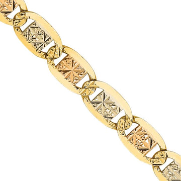 14K Tri-Color Gold Unisex Pave Valentino Chain