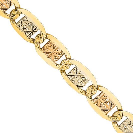 14K Tri-Color Gold Unisex Pave Valentino Chain