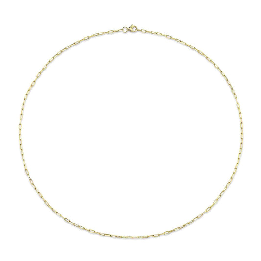 Shy Creation Women's 18" Paper Clip Link Necklace in 14K Yellow Gold
