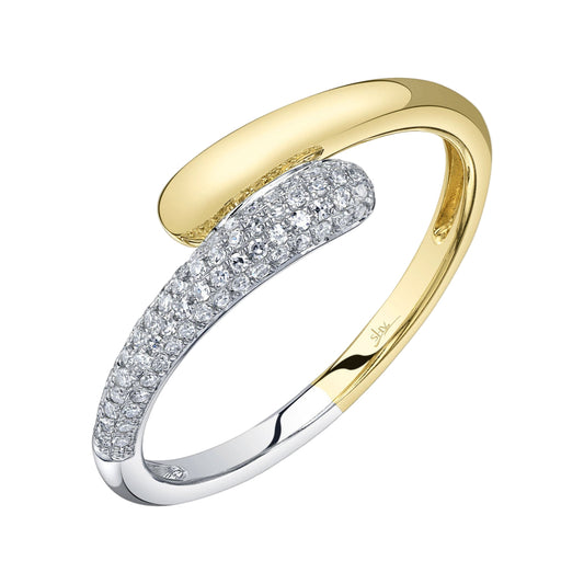 Shy Creation Kate Women's 0.15 ct. Diamond Pave Ring in 14K Two Tone Yellow Gold Size 7