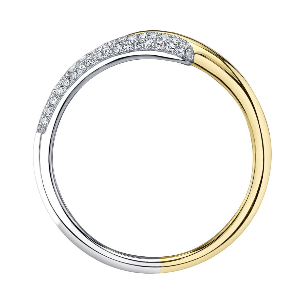 Shy Creation Kate Women's 0.15 ct. Diamond Pave Ring in 14K Two Tone Yellow Gold Size 7