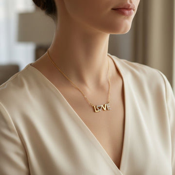 Women's Necklace with "Love" Pendant in 10K Yellow Gold