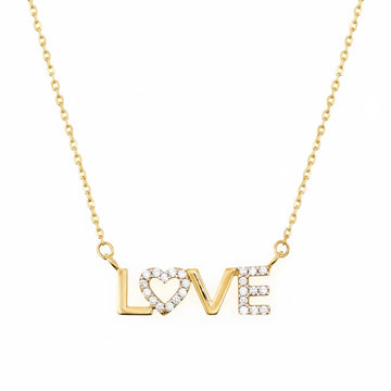 Women's Necklace with "Love" Pendant in 10K Yellow Gold