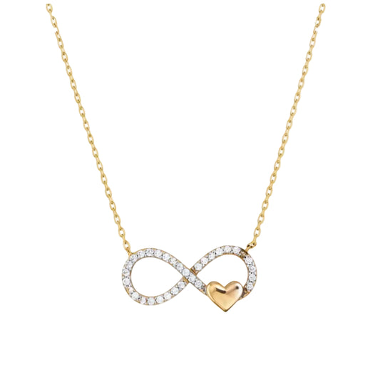 10K Women's Infinity Pendant Necklace in Yellow Gold