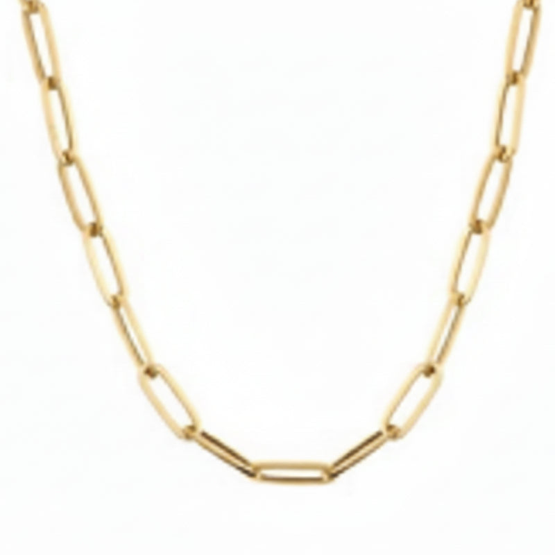 14K Women's 18" Paperclip Necklace in 10K Yellow Gold