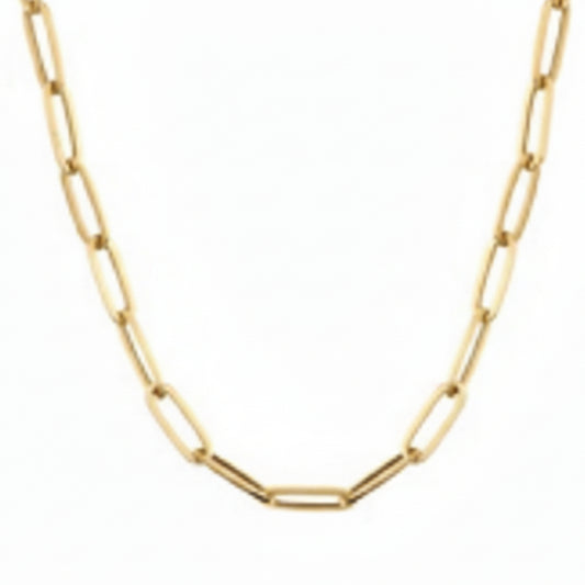 14K Women's 18" Paperclip Necklace in 10K Yellow Gold