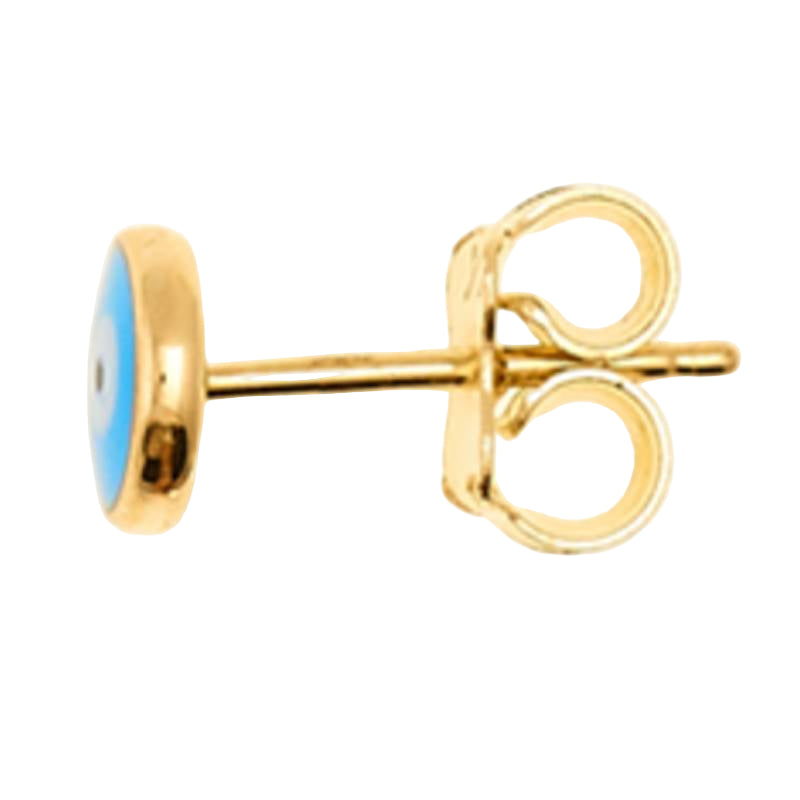 14K Yellow Gold Evil Eye Stud Earring