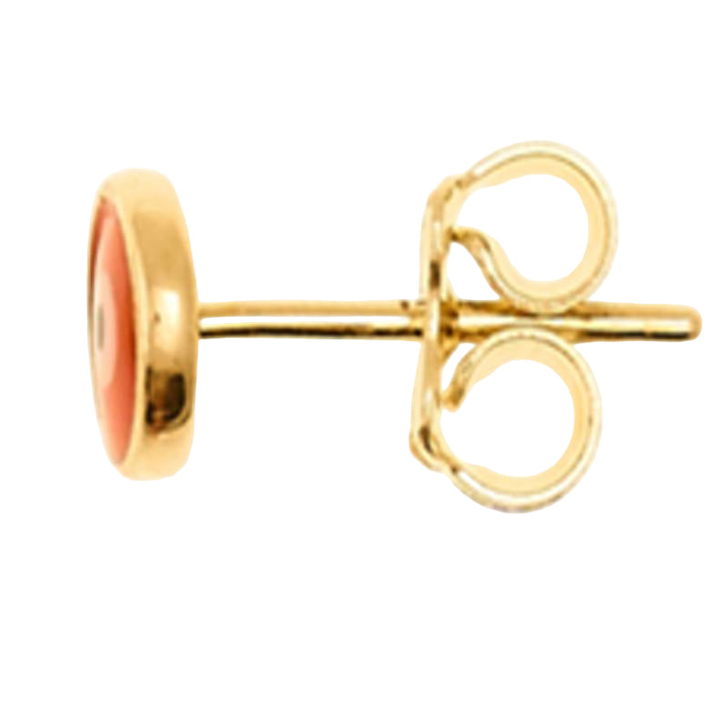 14K Yellow Gold Evil Eye Stud Earring