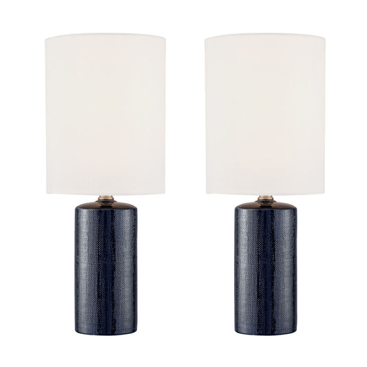 Lite Source Jackie 19" Accent Table Lamps Set of 2, White/Blue