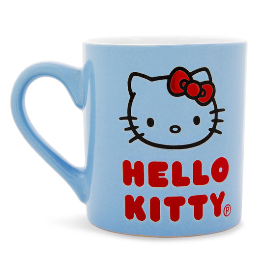 Sanrio Hello Kitty Logo Wax Resist 14 oz Ceramic Mug - Blue