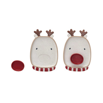 Creative Co-op Platter with Dish (Set of 2) - Red/white