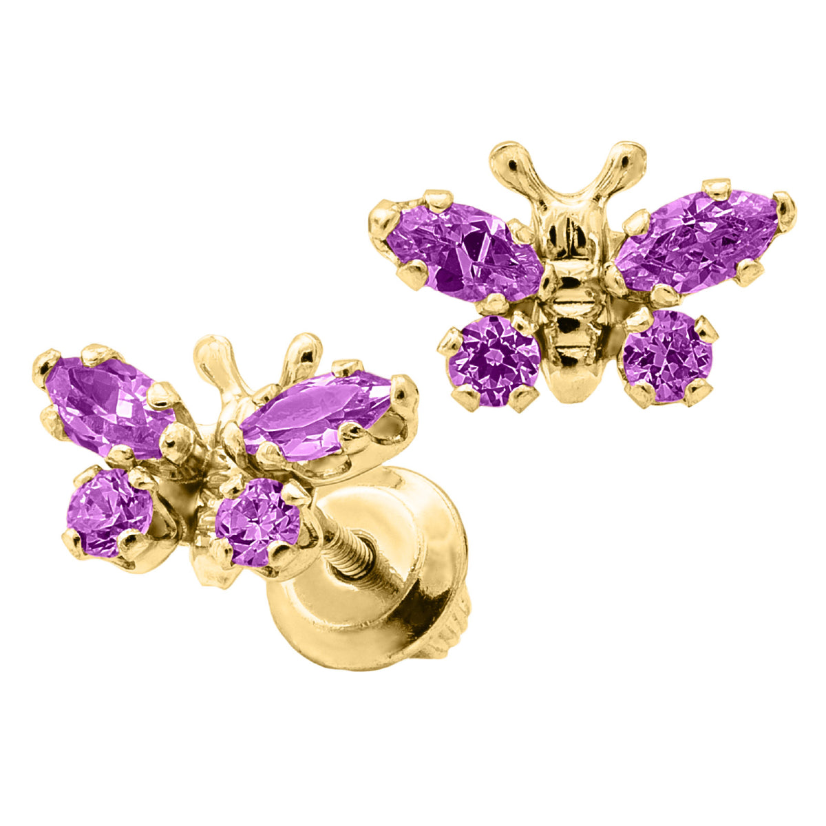 Marathon Butterfly Earrings in 14 Yellow Gold