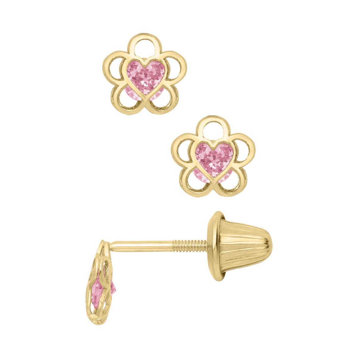 Marathon Open Flower Earrings in 14K Yellow Gold