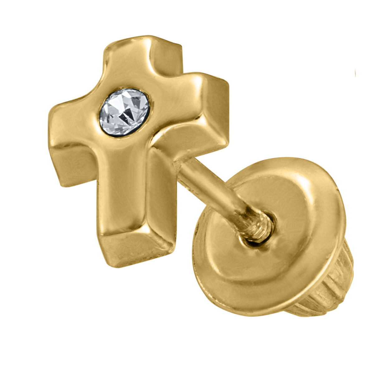 Marathon Center Cubic Zirconia Cross Earrings in 14K Gold