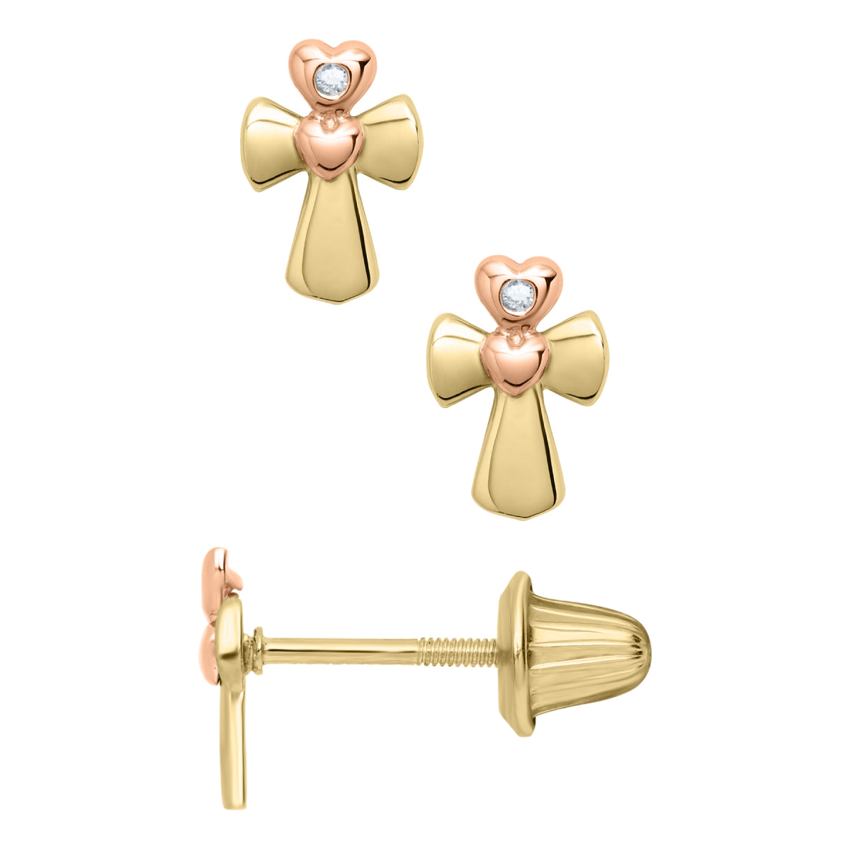 Marathon Cross Earrings in 14K Two-Tone Gold