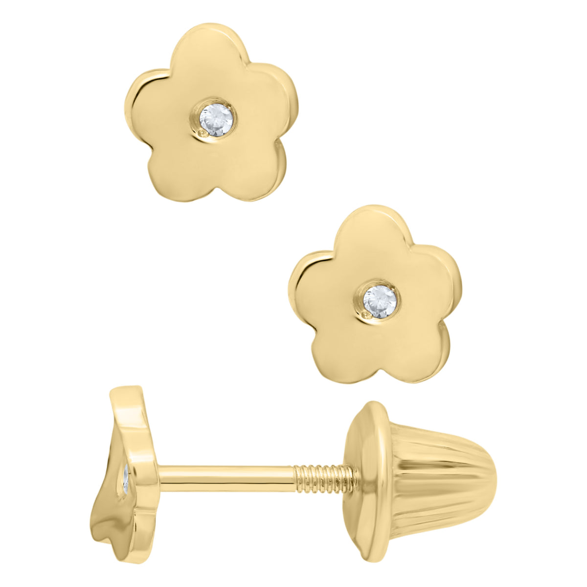 Marathon Diamond Flower Earrings in 14K Yellow Gold