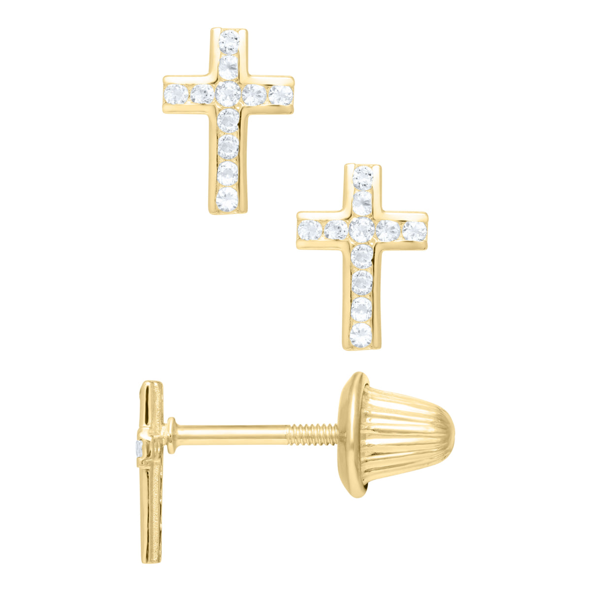 Marathon Topaz Cross Earrings in 14K Yellow Gold