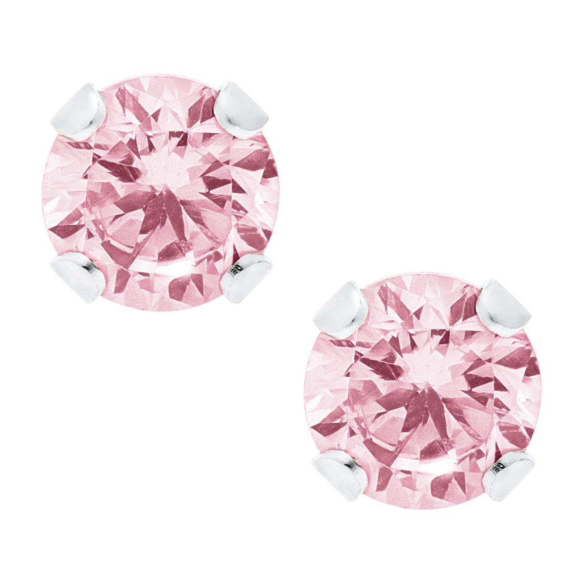 Marathon 4mm Pink Cubic Zirconia Earrings in 14K White Gold