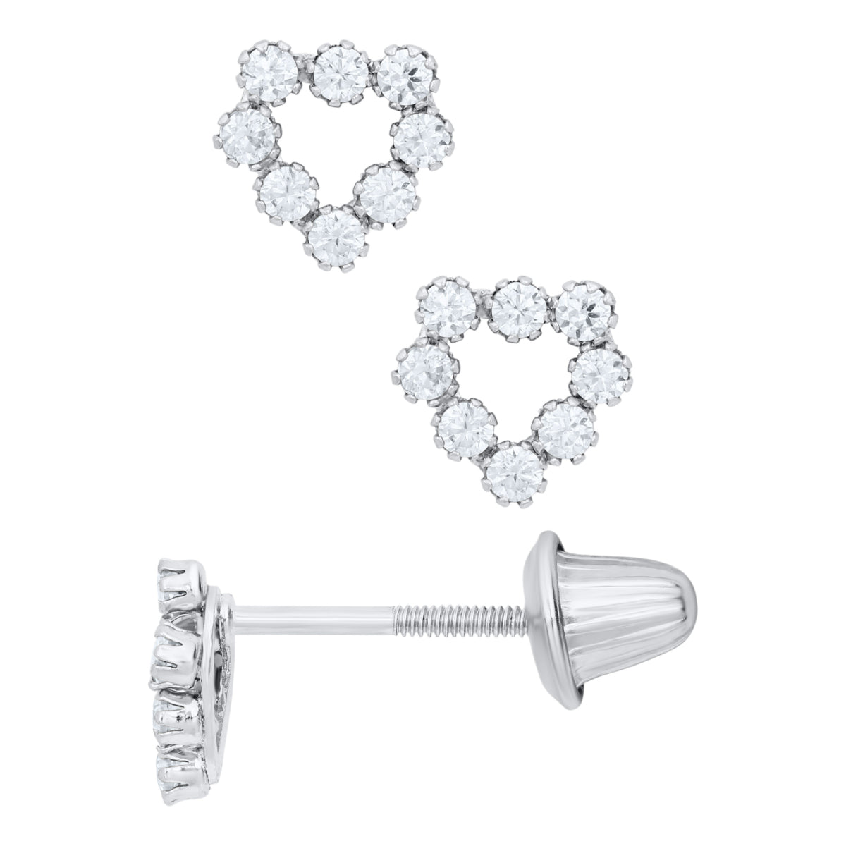Marathon Open Heart Cubic Zirconia Earrings in 14K White Gold