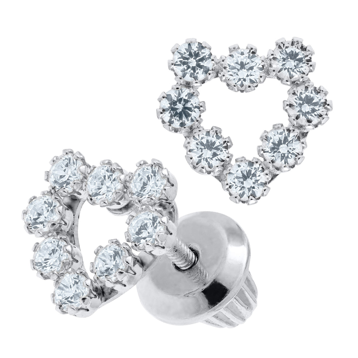 Marathon Open Heart Cubic Zirconia Earrings in 14K White Gold