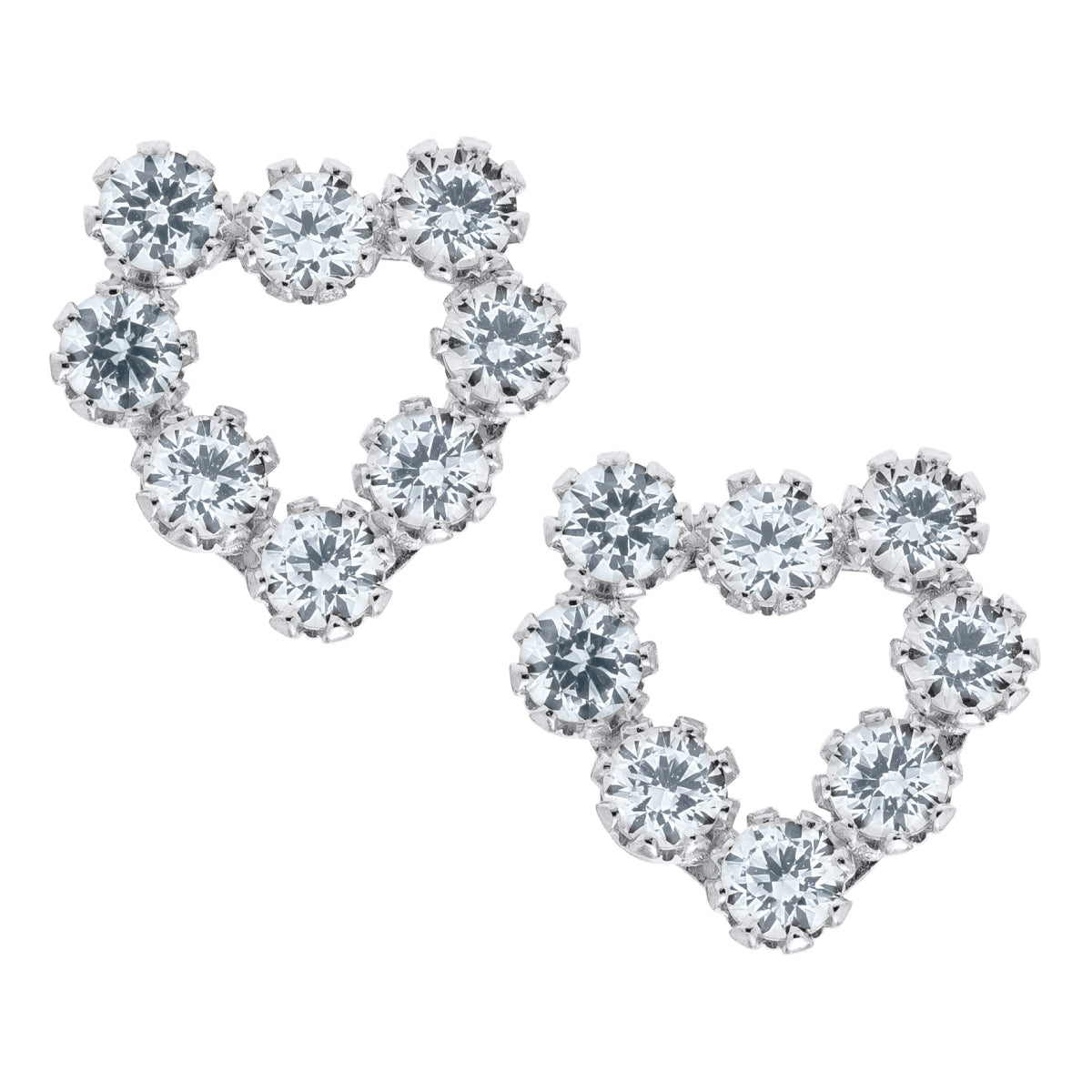 Marathon Open Heart Cubic Zirconia Earrings in 14K White Gold