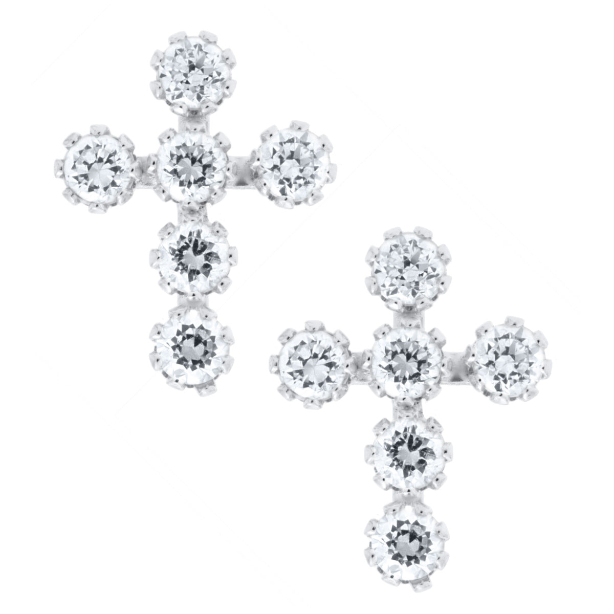 Marathon Cross Cubic Zirconia Earrings in 14K White Gold