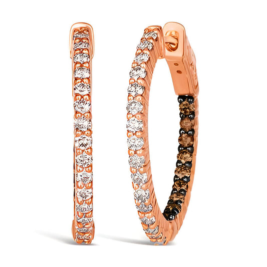 Le Vian 0.33 ct. Chocolate Diamonds and 0.62 ct. Nude Diamonds Earrings in 14K Strawberry Gold