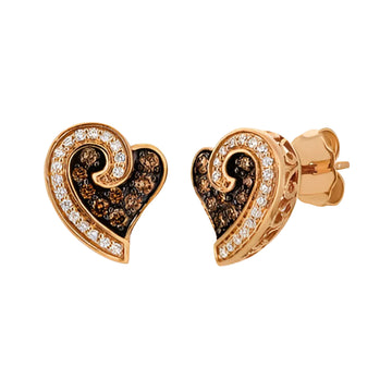 Le Vian Chocolatier 0.12 ct. Vanilla Diamonds and 0.25 ct. Chocolate Diamonds Earrings in 14K Strawberry Gold