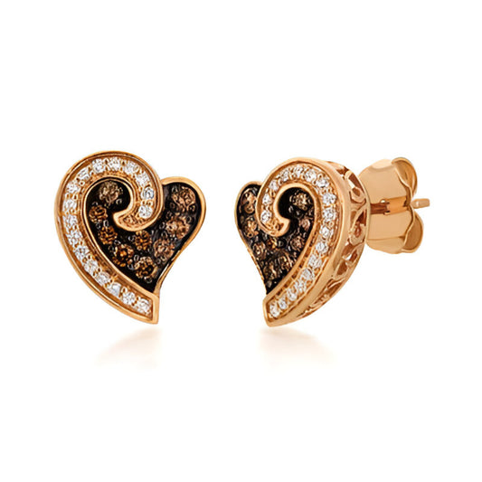 Le Vian Chocolatier 0.12 ct. Vanilla Diamonds and 0.25 ct. Chocolate Diamonds Earrings in 14K Strawberry Gold