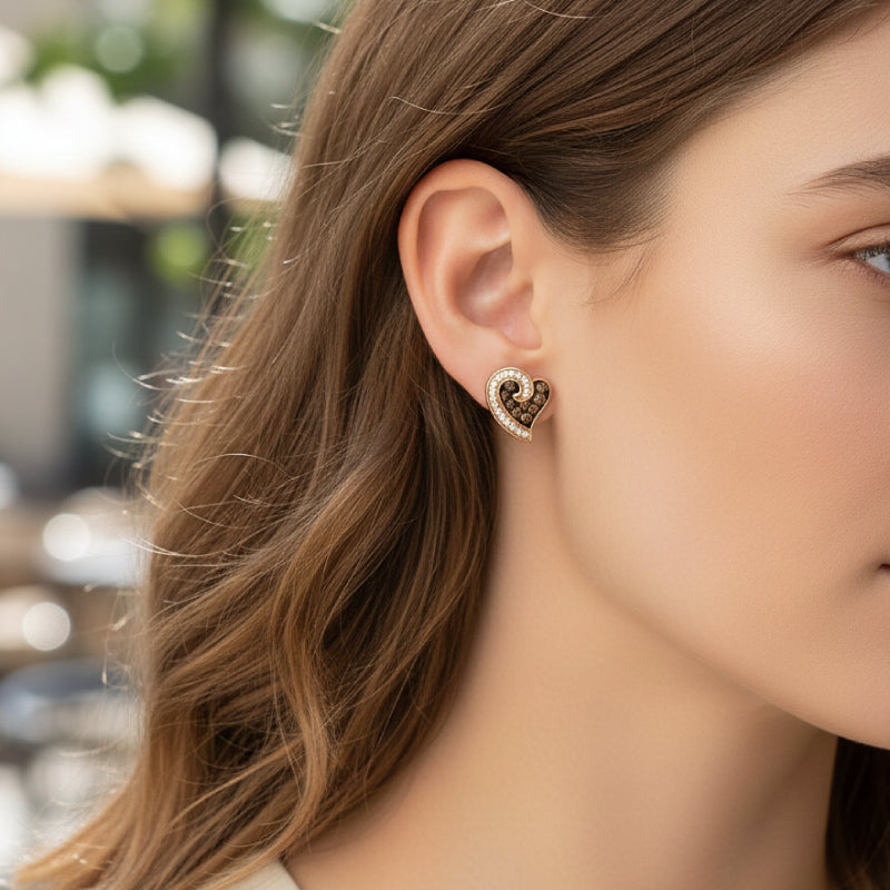 Le Vian Chocolatier 0.12 ct. Vanilla Diamonds and 0.25 ct. Chocolate Diamonds Earrings in 14K Strawberry Gold