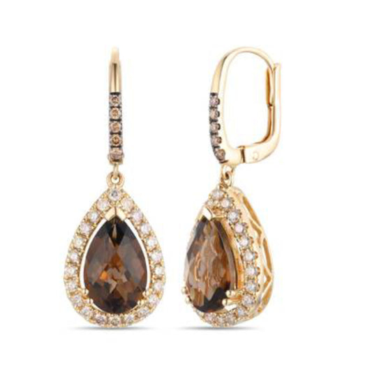 Le Vian Women's 3.75 ct. Chocolate Quartz, 0.1 ct. Chocolate Diamonds and 0.62 ct. Nude Diamonds Earrings in 14K Gold