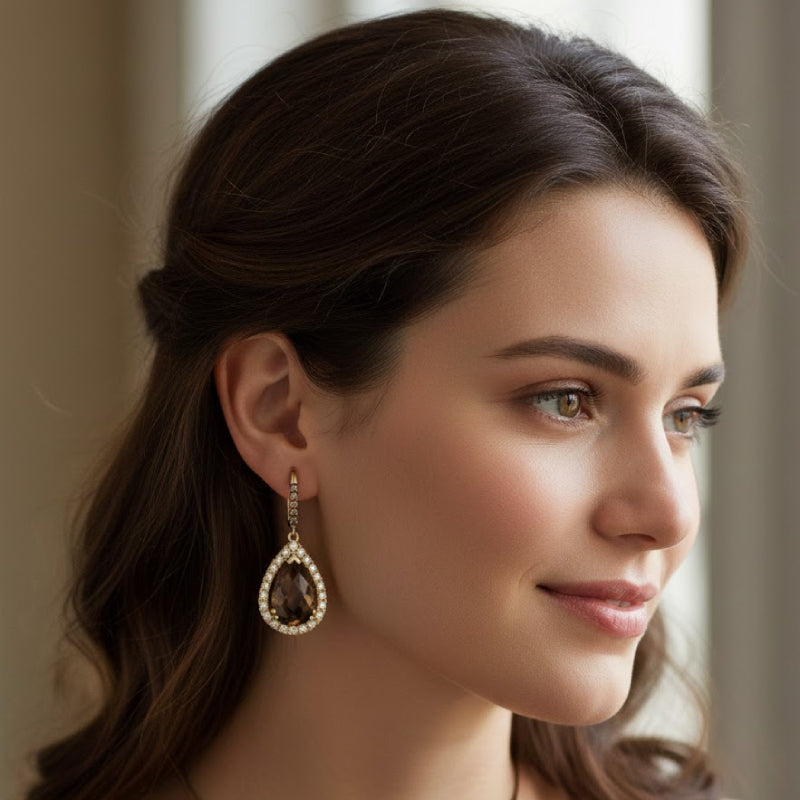 Le Vian Women's 3.75 ct. Chocolate Quartz, 0.1 ct. Chocolate Diamonds and 0.62 ct. Nude Diamonds Earrings in 14K Gold