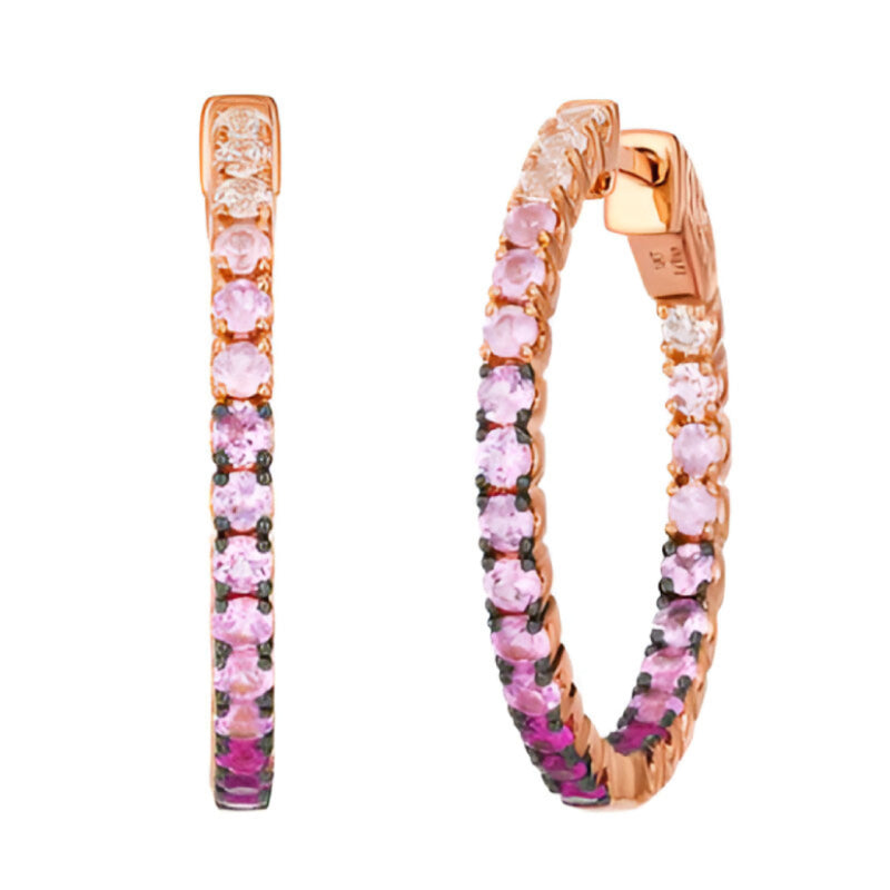 Le Vian Ombre 1.5 ct. Strawberry Ombré Sapphire and 0.37 ct. Vanilla Sapphire Earrings in 14K Strawberry Gold