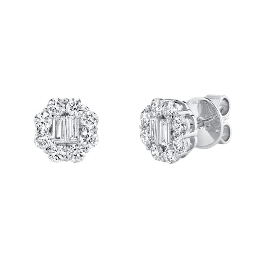 Shy Creation Kate Women's 0.89 ct. Baguette Diamond Earrings in 14K White Gold
