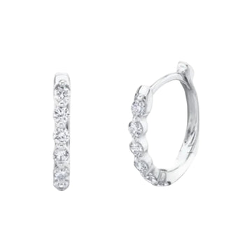 Shy Creation Gia 0.26 ct. Diamond Oval Huggie Earrings in 14K Gold