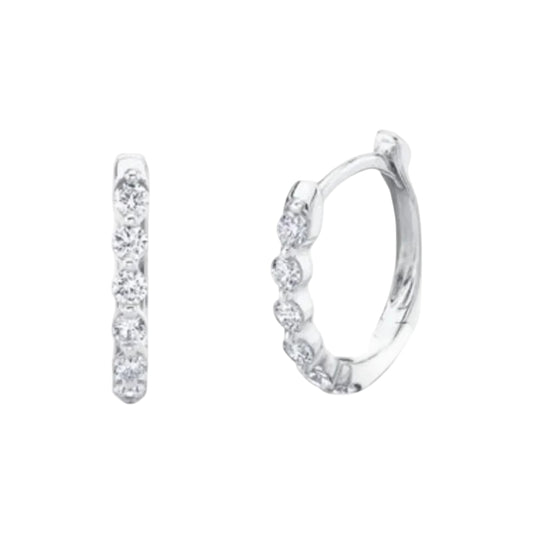 Shy Creation Gia 0.26 ct. Diamond Oval Huggie Earrings in 14K Gold