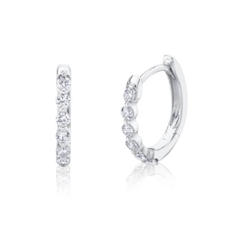 Shy Creation Gia 0.26 ct. Diamond Oval Huggie Earrings in 14K Gold
