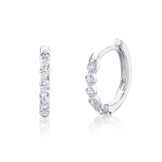 Shy Creation Gia 0.26 ct. Diamond Oval Huggie Earrings in 14K Gold