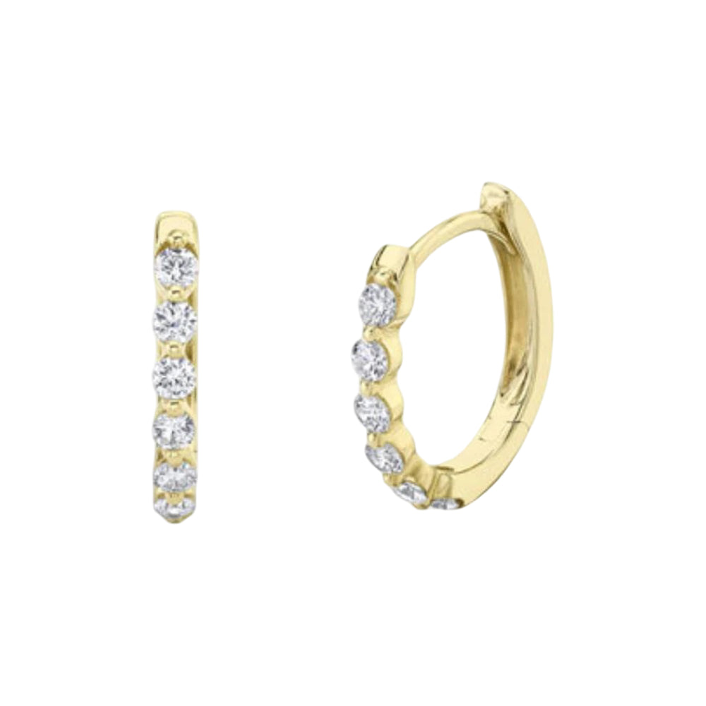Shy Creation Gia 0.26 ct. Diamond Oval Huggie Earrings in 14K Gold