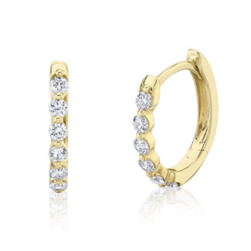 Shy Creation Gia 0.26 ct. Diamond Oval Huggie Earrings in 14K Gold
