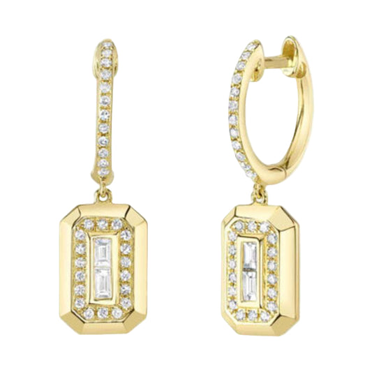 Shy Creation Vallon 0.26 ct. Diamond Baguette Earrings in 14K Yellow Gold