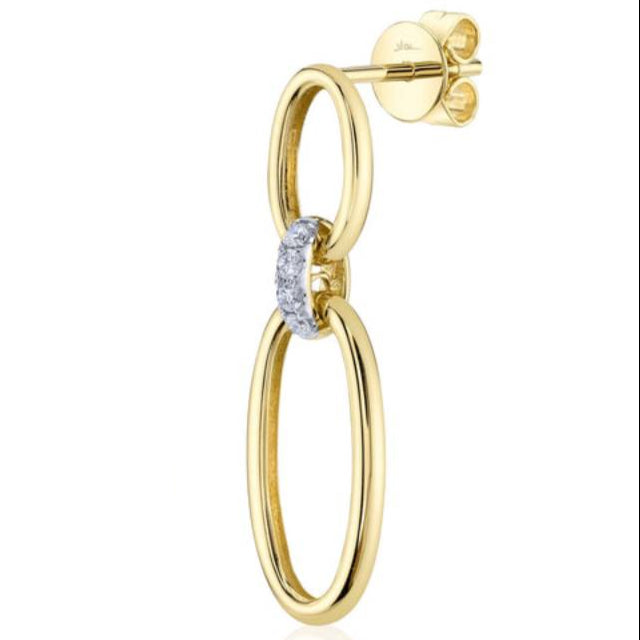 Shy Creation Kate Women'S 0.10 ct. Diamond Oval Earrings In 14K Yellow Gold