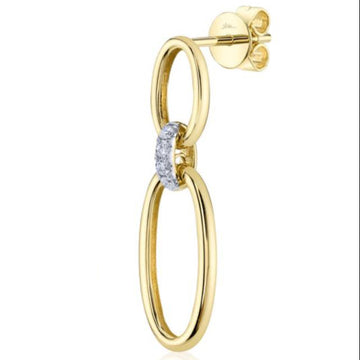 Shy Creation Kate Women'S 0.10 ct. Diamond Oval Earrings In 14K Yellow Gold
