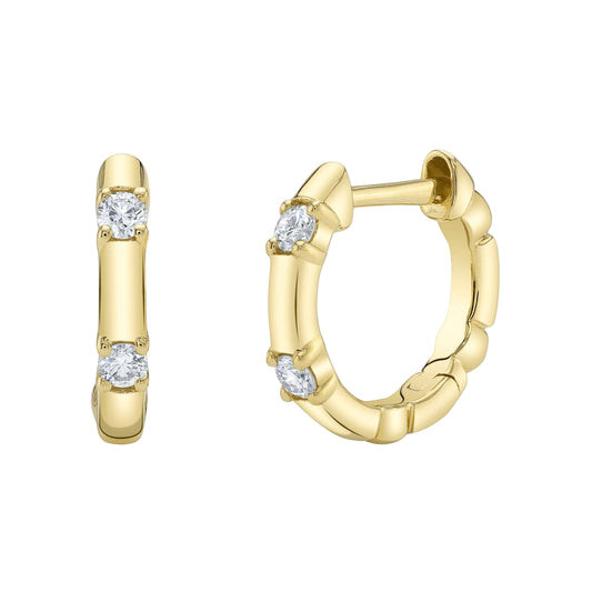 Shy Creation Kate Women's 0.14 ct. Diamond Huggie Earrings in 14K Yellow Gold