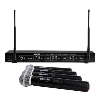 Gemini UHF/04M Wireless Handheld Microphone System - Black - Curacao