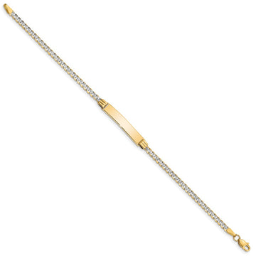 14K Yellow Gold Unisex Pavé Curb Link Rhodium-Plated Bracelet