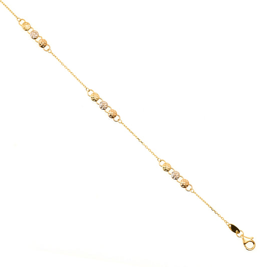 14K Yellow Gold Women's Round 3-Tone Bracelet