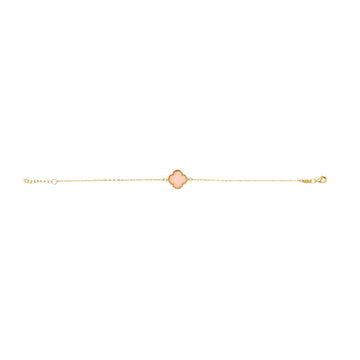 Gold Pink Clover Bracelet in 14K Yellow Gold