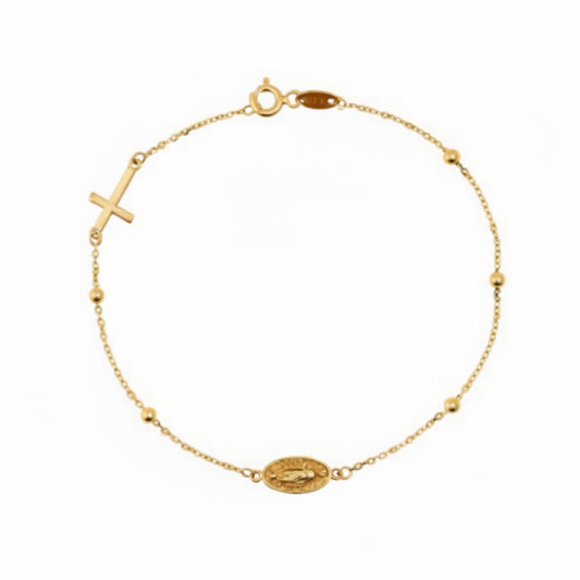 14K Yellow Gold Women's 7.5" Rosary Bracelet